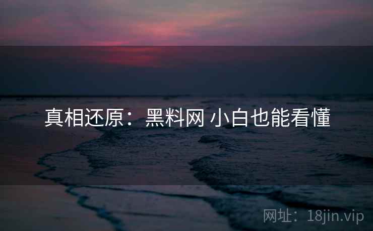 真相还原：黑料网 小白也能看懂