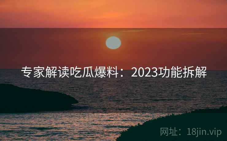 专家解读吃瓜爆料：2023功能拆解
